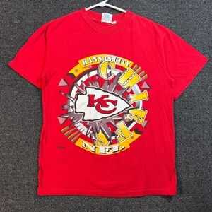 Vintage 1994 Kansas City Chiefs T-Shirt Mens L Red Trench Ultra NFL Graphic Tee